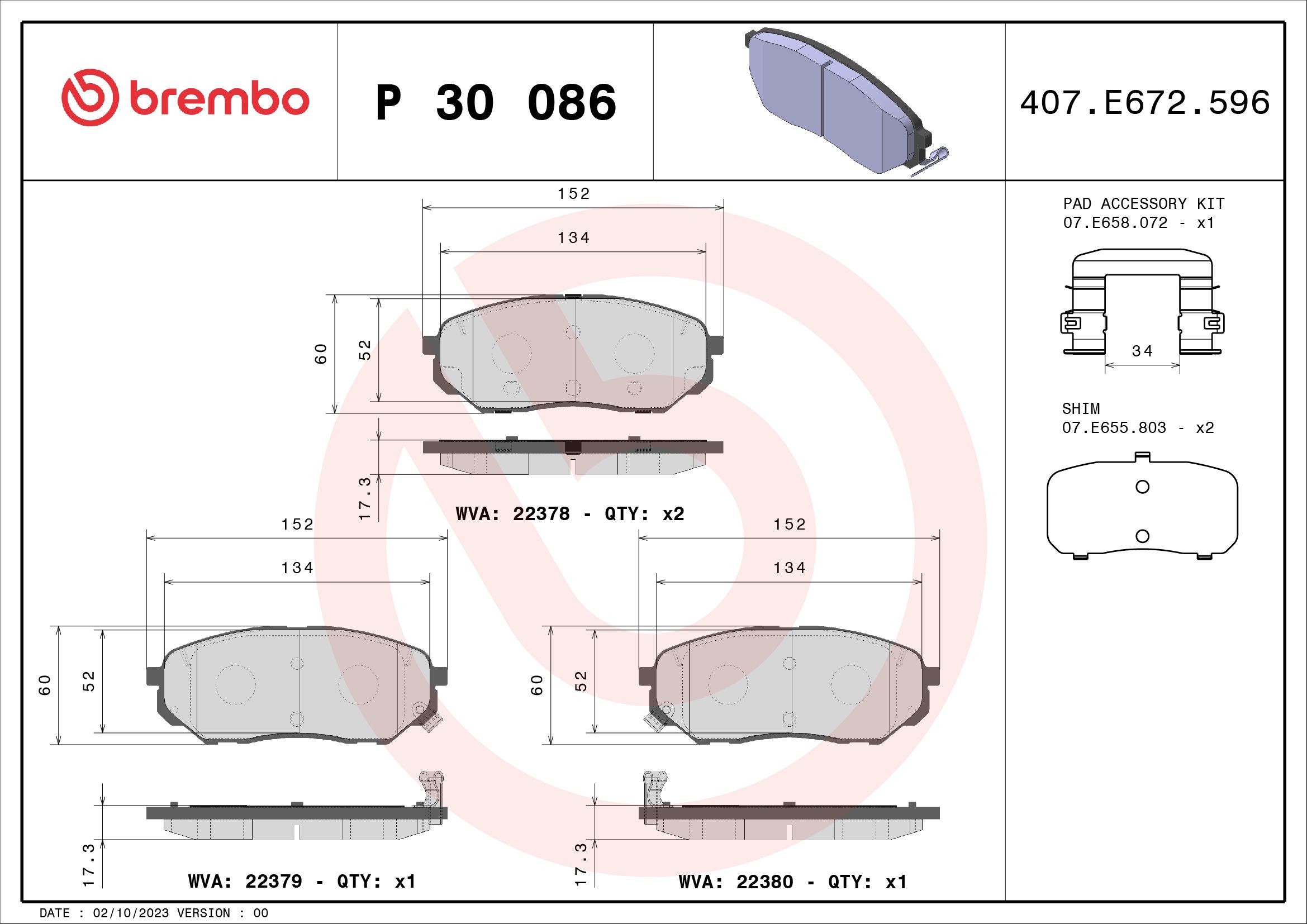 P 30 086 BREMBO Brake pad set Hyundai SANTA FE review