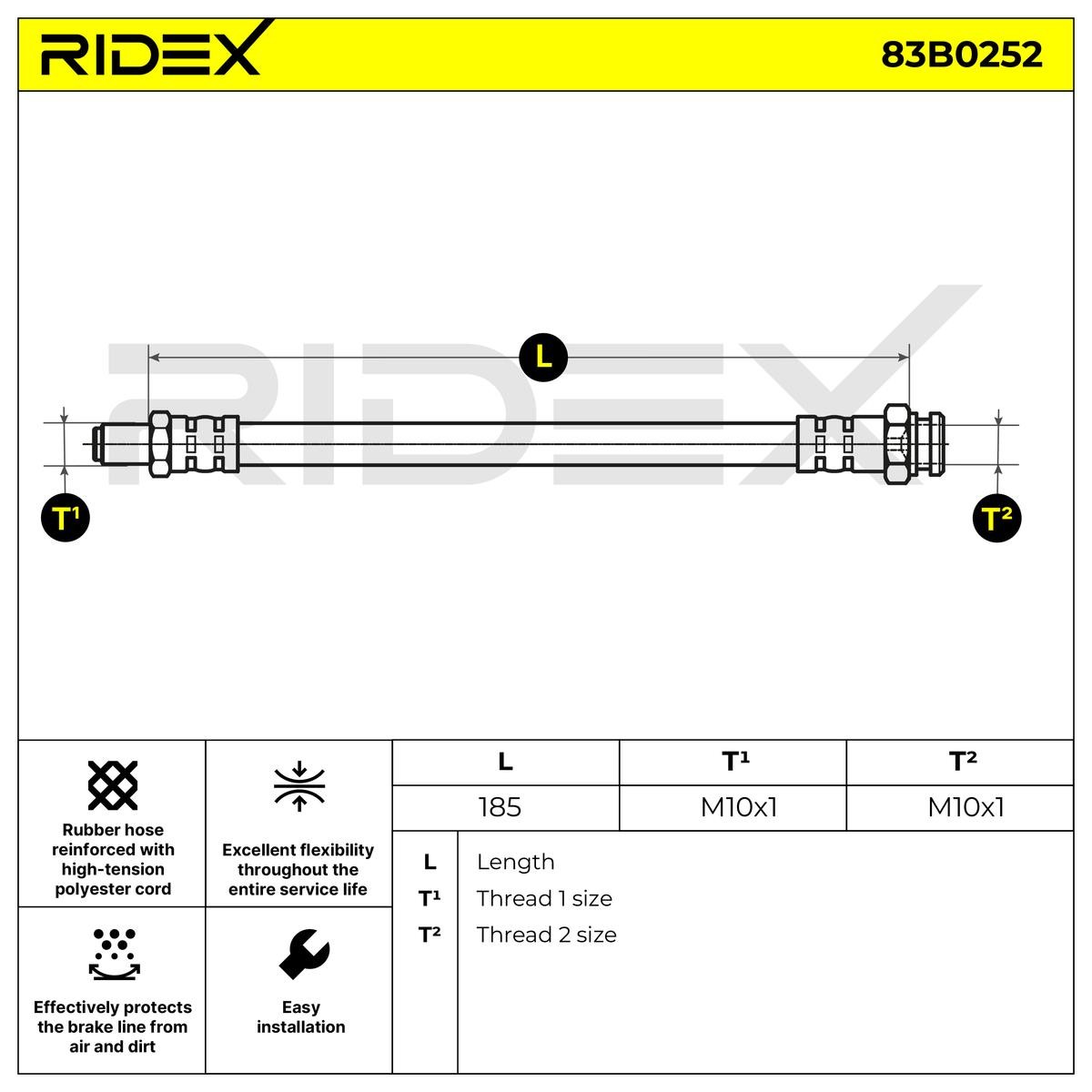 83B0252 RIDEX Brake flexi hose Fiat TEMPRA review