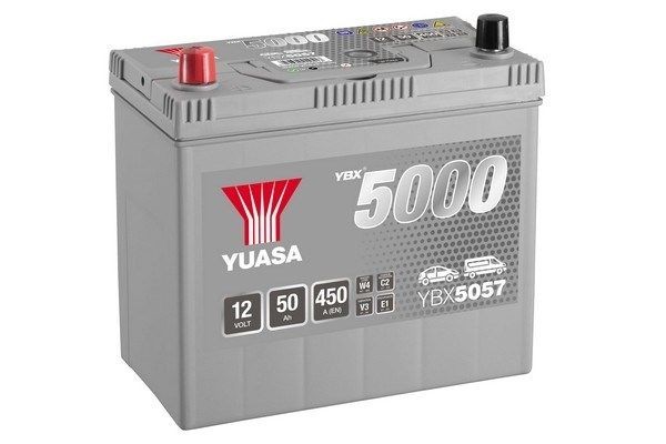 YUASA YBX5057 YBX5000 Batterie 12V 50Ah 450A N B24 mit Handgriffen, mit  Ladezustandsanzeige, Bleiakkumulator