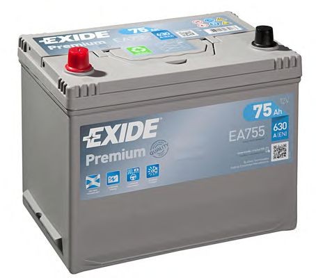 031TE EXIDE EA755 PREMIUM Batería de arranque 12V 75Ah 630A Korean B1+B6 Batería  de plomo y ácido