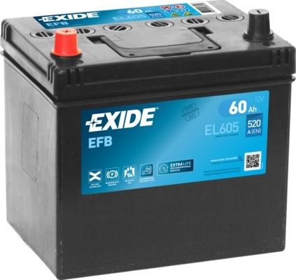 EFB60SS-1-ASIA EXIDE EL605 Start-Stop EFB Batterie 12V 60Ah 520A B0 EFB- Batterie