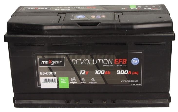 MAXGEAR 85-0008 REVOLUTION Batterie 12V 100Ah 900A B13 Batterie EFB, Pôle  positif à droite