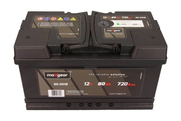 MAXGEAR 85-0015 Batterie 12V 80Ah 700A B13 LB4 mit Ladezustandsanzeige,  Pluspol rechts, Bleiakkumulator