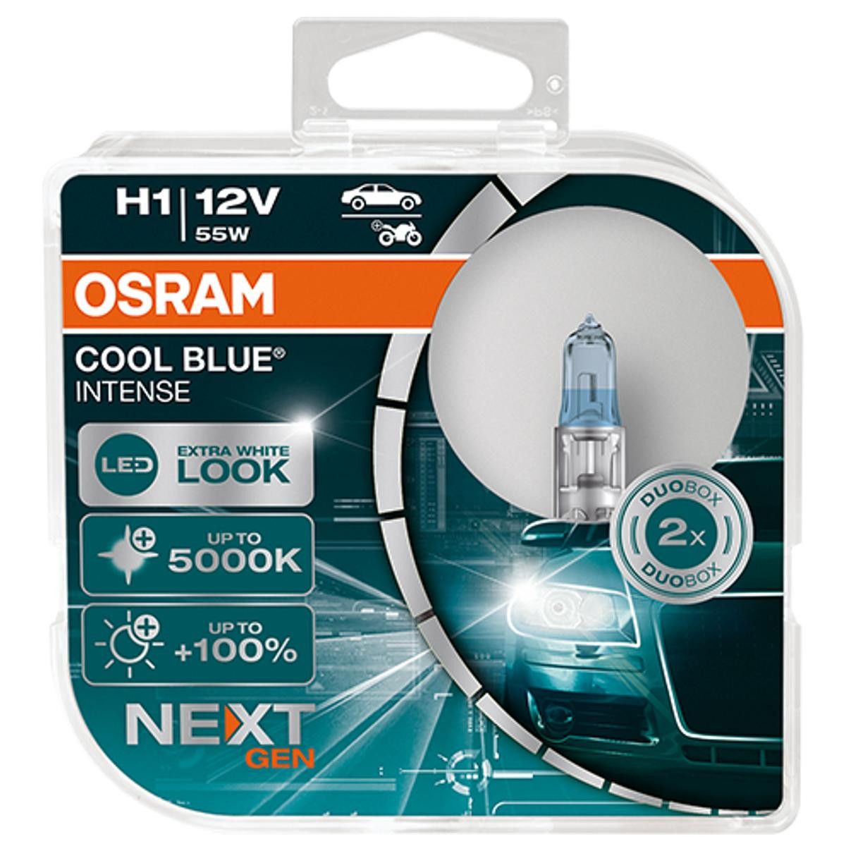 64150CBN-HCB OSRAM COOL BLUE INTENSE next Generation H1 12V 55W 4200K  Halogen Glühlampe, Fernscheinwerfer