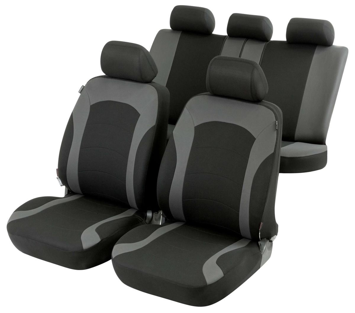 WALSER 11786 Sitzschonbezug schwarz/grau, Polyester, vorne und