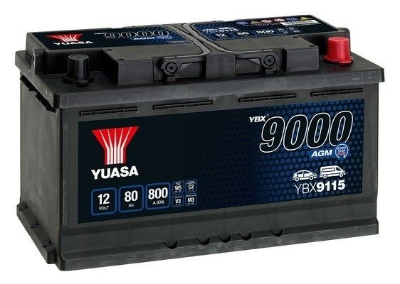 YBX9115 YUASA 580901080 YBX9000 Batterie 12V 80Ah 800A mit Handgriffen, AGM- Batterie