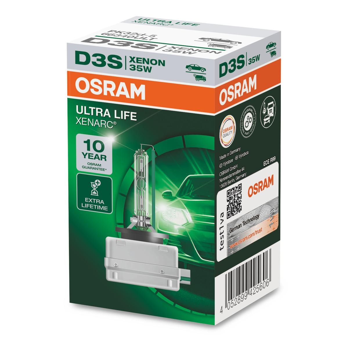 66340ULT OSRAM XENARC ULTRA LIFE D3S 42V 35W 4200K Xenon Bulb