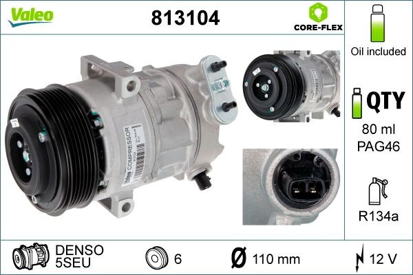 813381 VALEO Compressore aria condizionata DCS17, 12V, PAG 46, R 134a, R  1234yf, con olio compressore-PAG, NEW ORIGINAL PART per RENAULT CLIO ▷  AUTODOC prezzo e recensioni