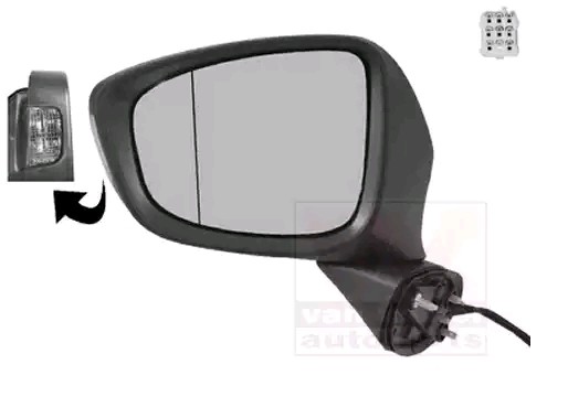 2780817 VAN WEZEL Außenspiegel links, grundiert, Komplettspiegel, asphärisch,  für elektr.Spiegelverstellung, elektrisch anklappbar, beheizbar für Mazda  CX-5 KE