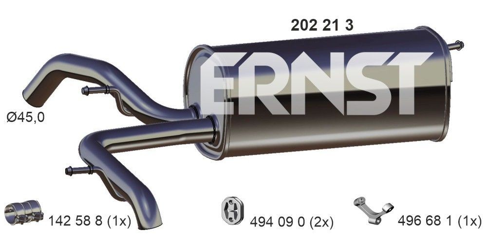 202213 ERNST Endschalldämpfer Länge: 950mm für Audi A2 8Z0