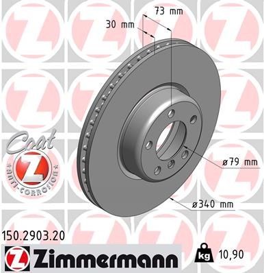 ZIMMERMANN COAT Z 150.2903.20 Bremsscheibe 340x30mm, 6/5, 5x120,  innenbelüftet, beschichtet, hochgekohlt ▷ AUTODOC Preis und Erfahrung