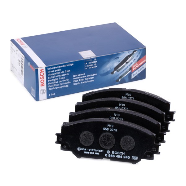 Image of BOSCH 0 986 494 240 Brake pad set