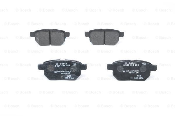 Image of BOSCH 0 986 494 255 Brake pad set