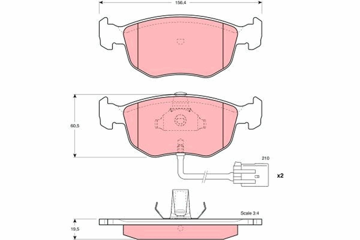 Image of TRW GDB1213 Brake pad set
