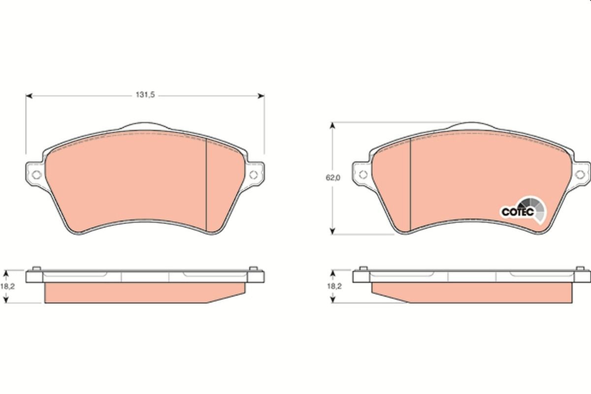 Image of TRW GDB1473 Brake pad set