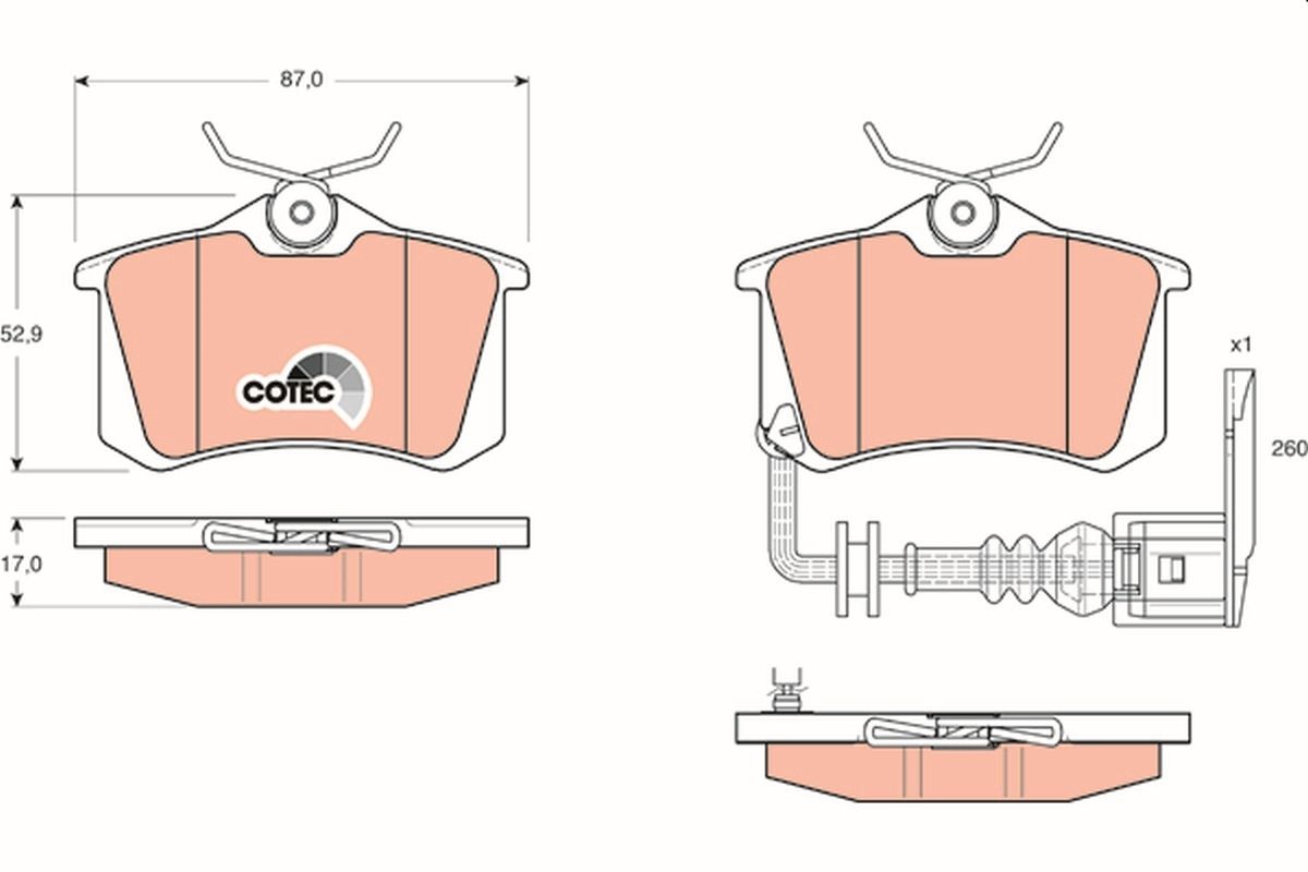 Image of TRW GDB1475 Brake pad set
