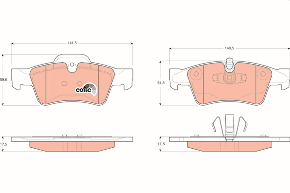 Image of TRW GDB1643 Brake pad set