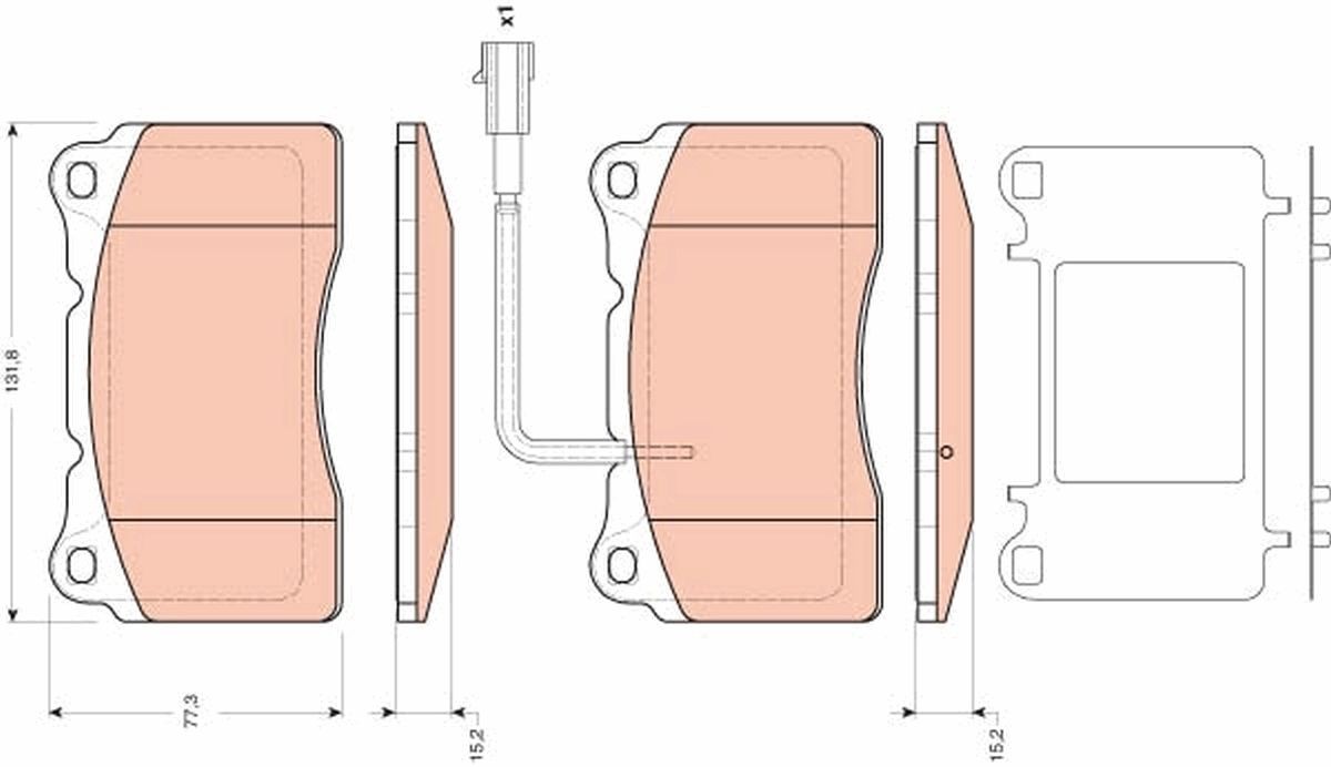 Image of TRW GDB1645 Brake pad set