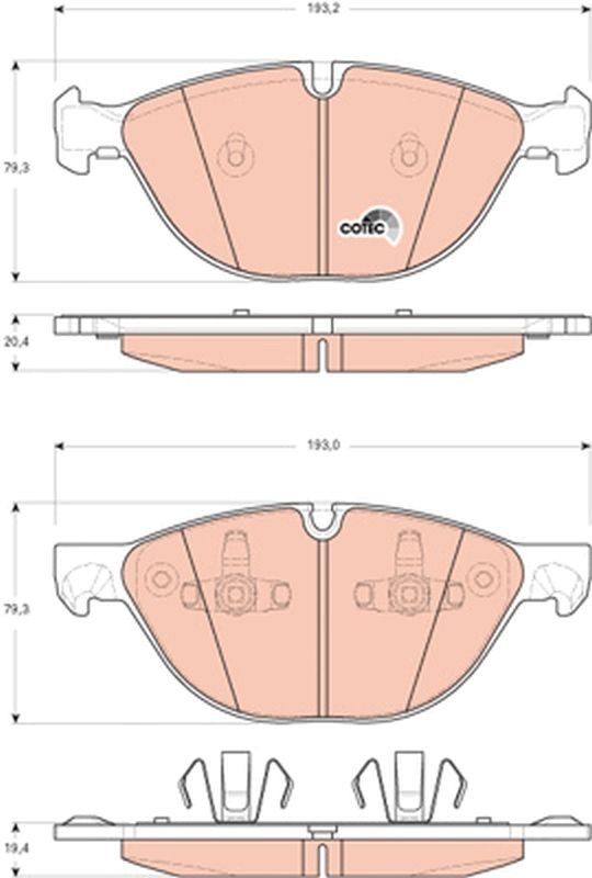 Image of TRW GDB1728 Brake pad set