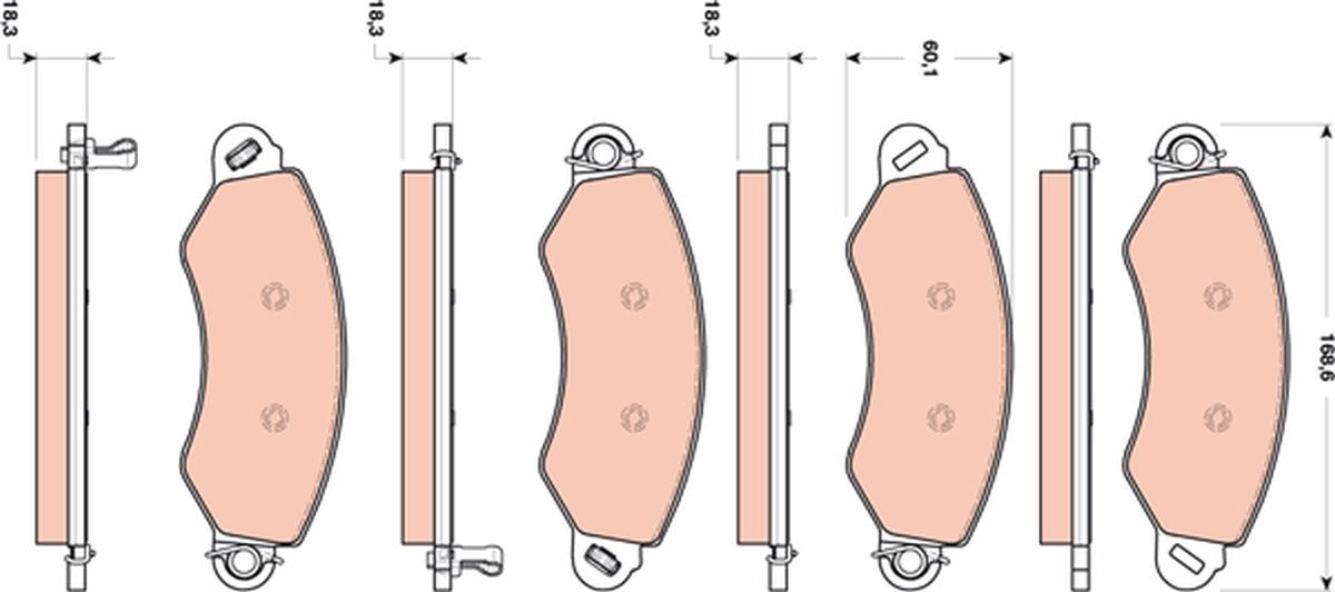 Image of TRW GDB1744 Brake pad set