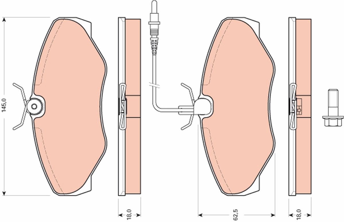 Image of TRW GDB1760 Brake pad set