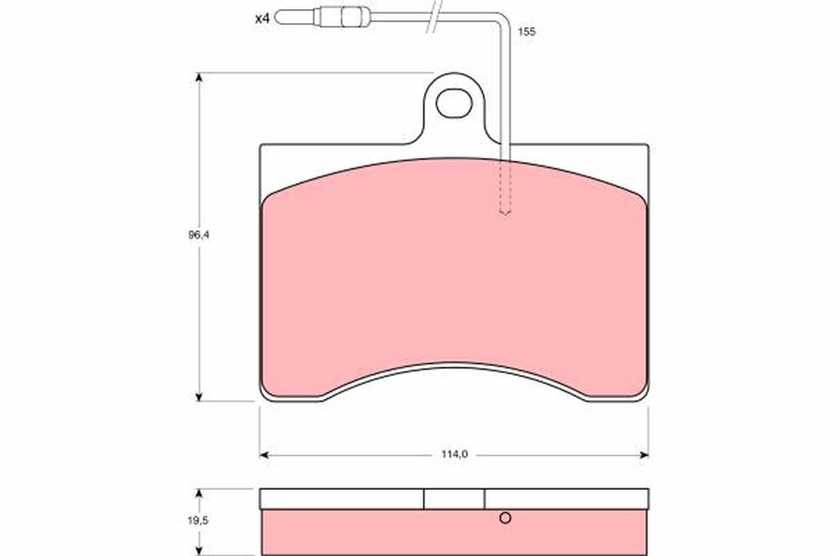 Image of TRW GDB314 Brake pad set
