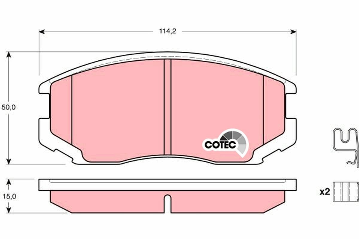 Image of TRW GDB3214 Brake pad set