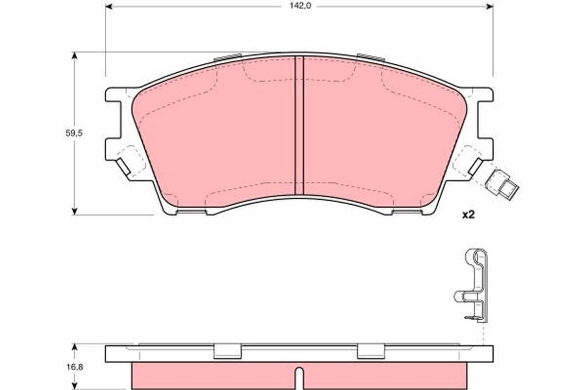 Image of TRW GDB3230 Brake pad set