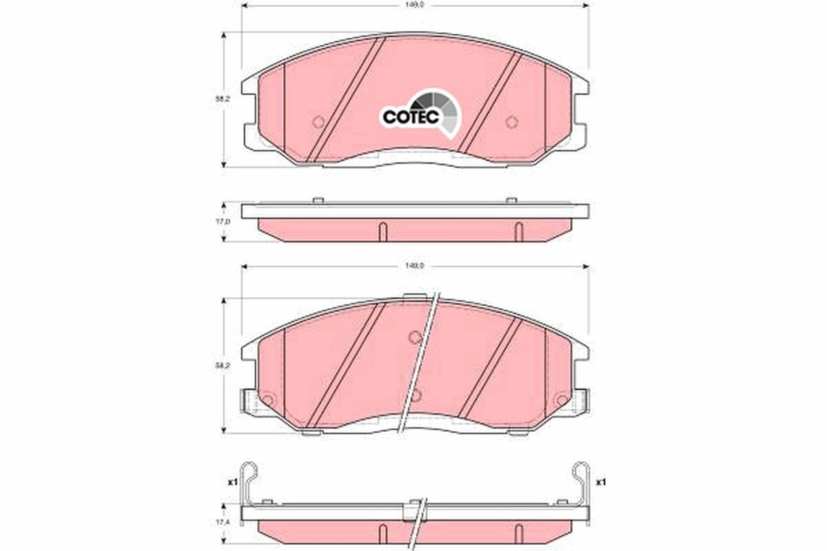 Image of TRW GDB3244 Brake pad set