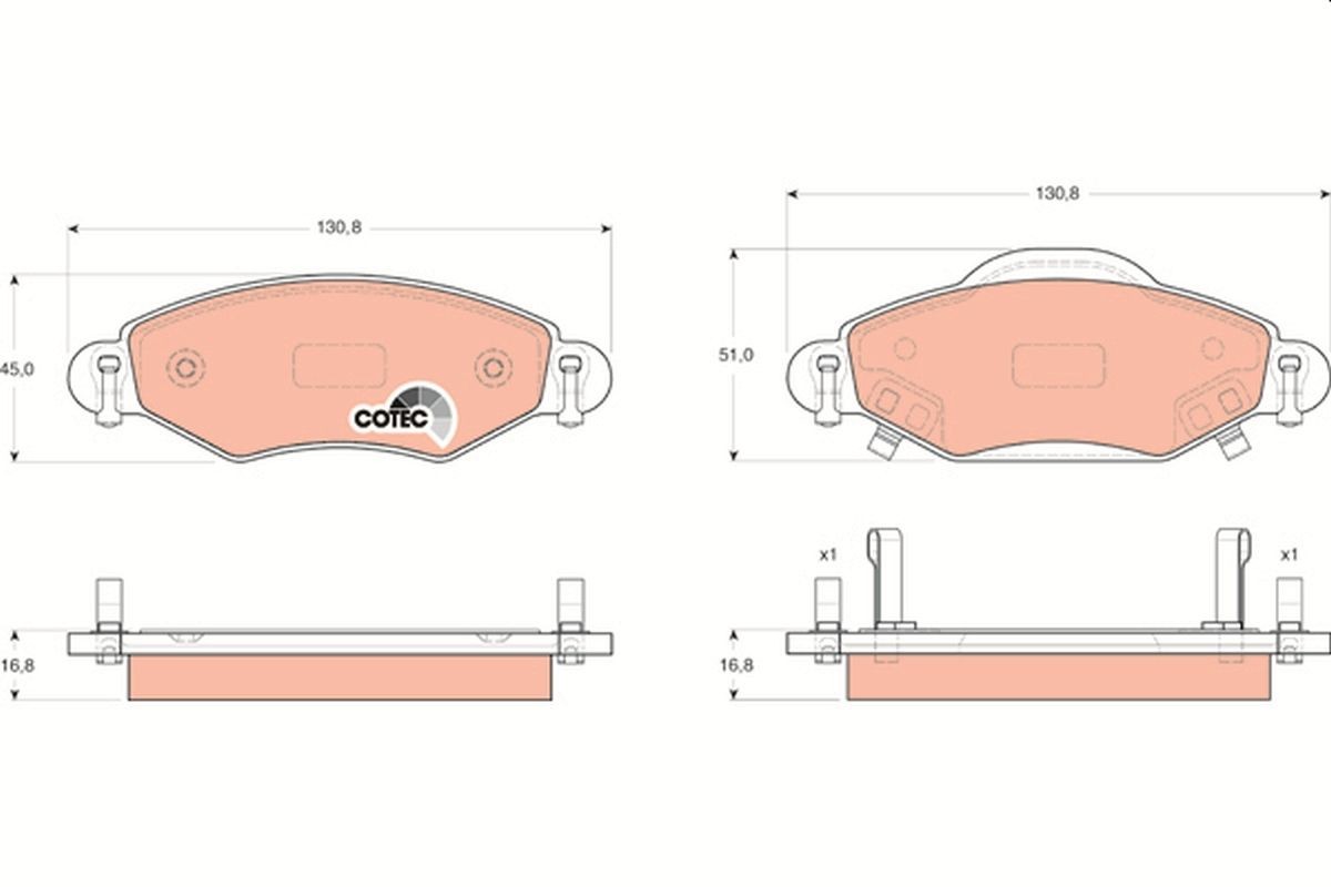 Image of TRW GDB3324 Brake pad set