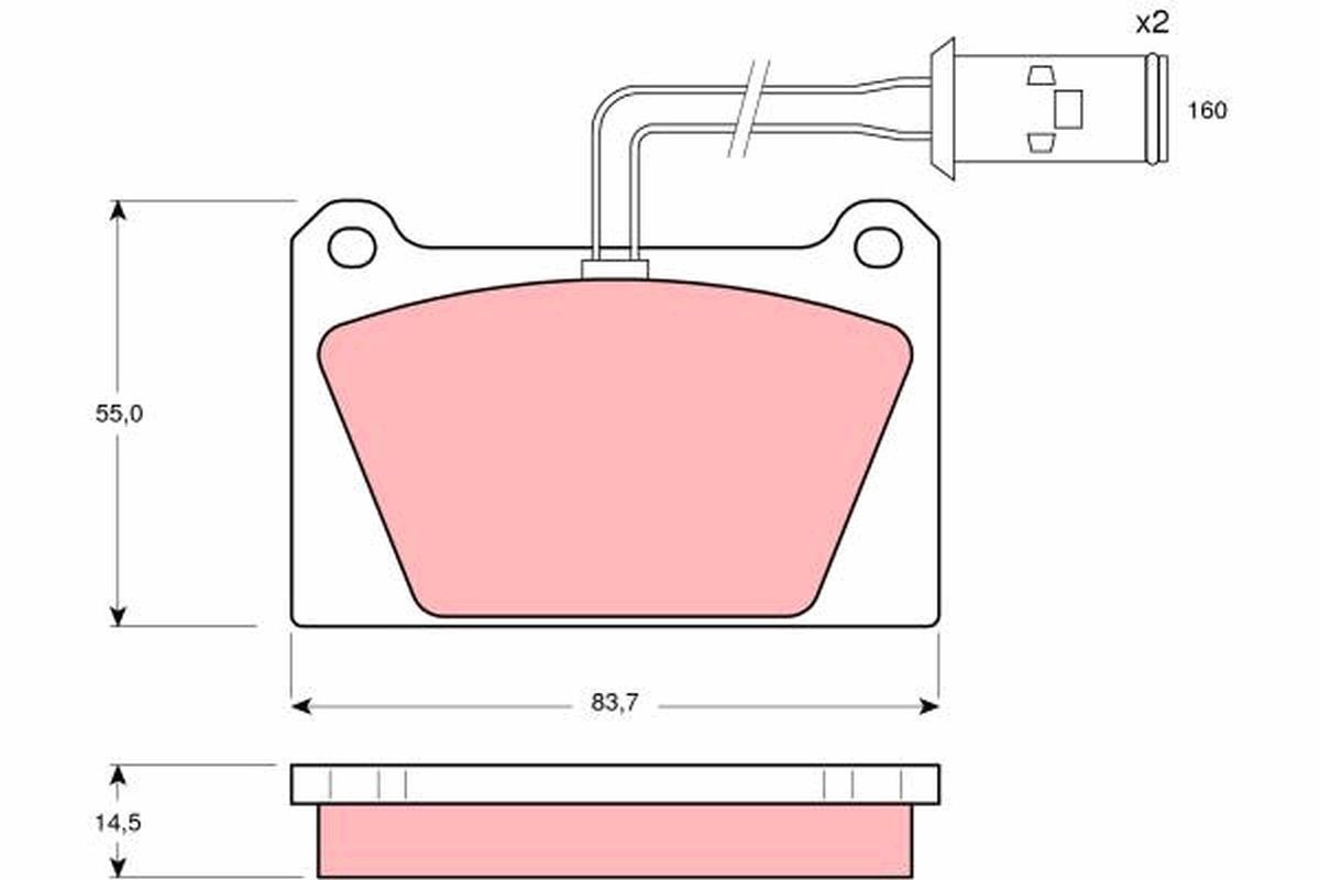 Image of TRW GDB336 Brake pad set