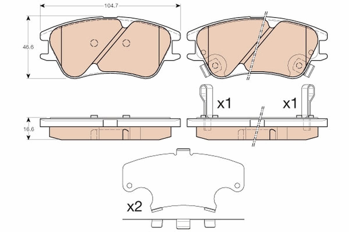 Image of TRW GDB3377 Brake pad set