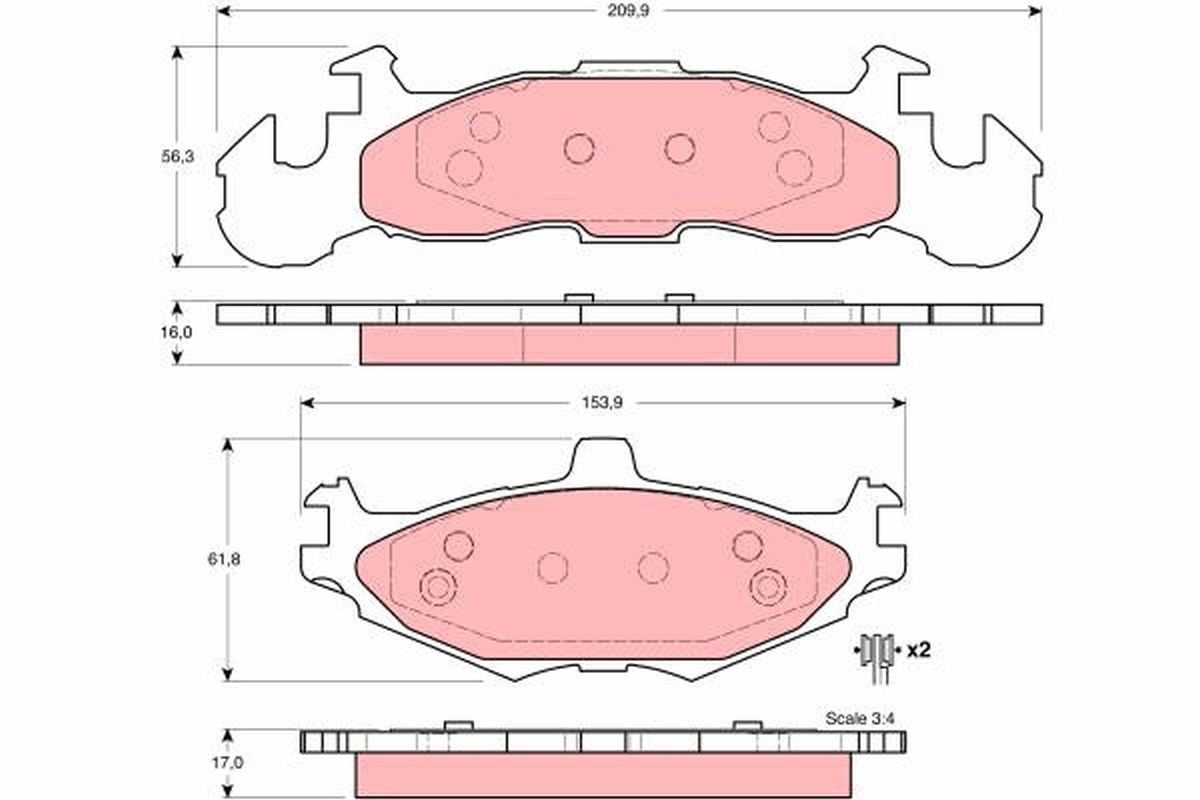 Image of TRW GDB4003 Brake pad set
