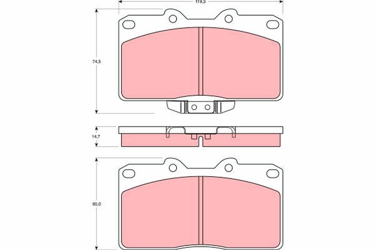 Image of TRW GDB4076 Brake pad set