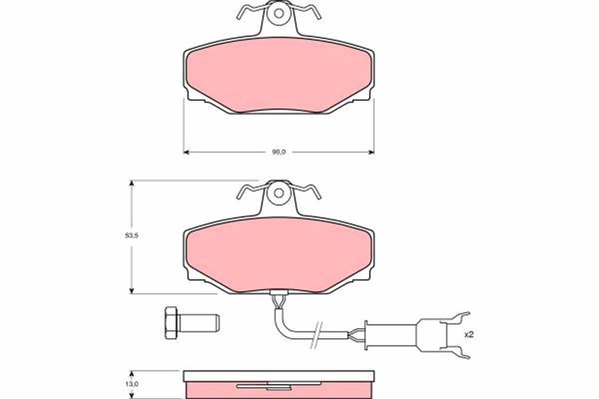 Image of TRW GDB462 Brake pad set