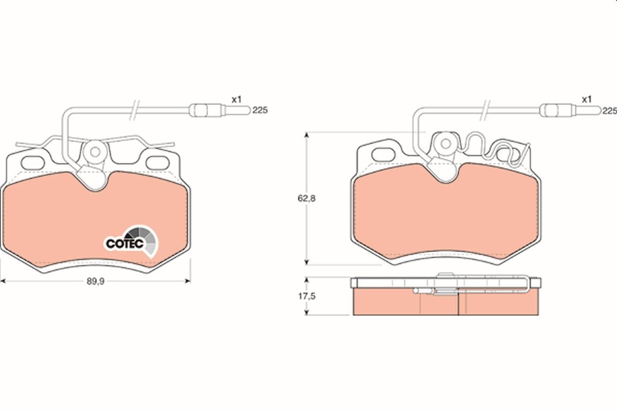 Image of TRW GDB808 Brake pad set