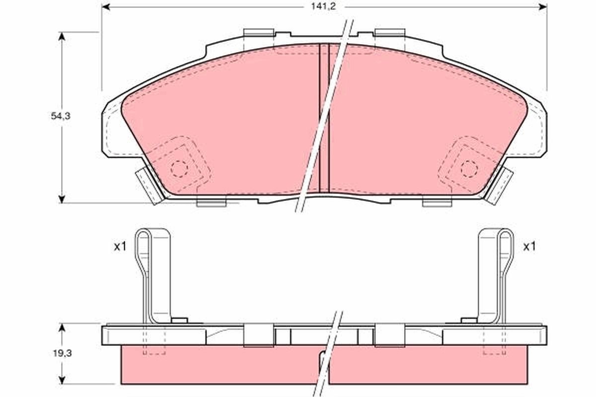 Image of TRW GDB996 Brake pad set