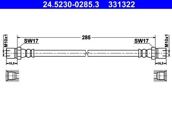 Image of ATE 24.5230-0285.3 Brake hose