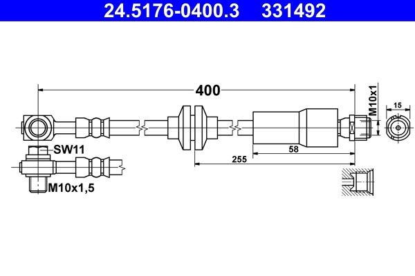 Image of ATE 24.5176-0400.3 Brake hose
