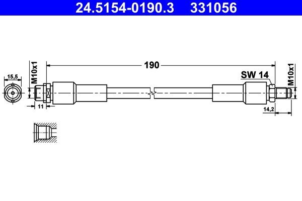 Image of ATE 24.5154-0190.3 Brake hose