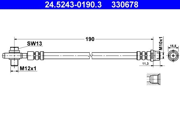 Image of ATE 24.5243-0190.3 Brake hose