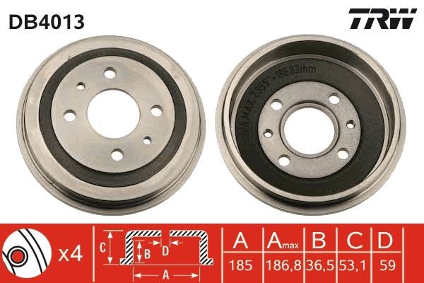 Image of TRW DB4013 Brake drum