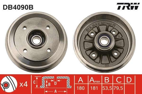 Image of TRW DB4090B Brake drum