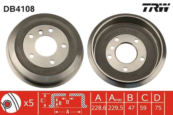Image of TRW DB4108 Brake drum