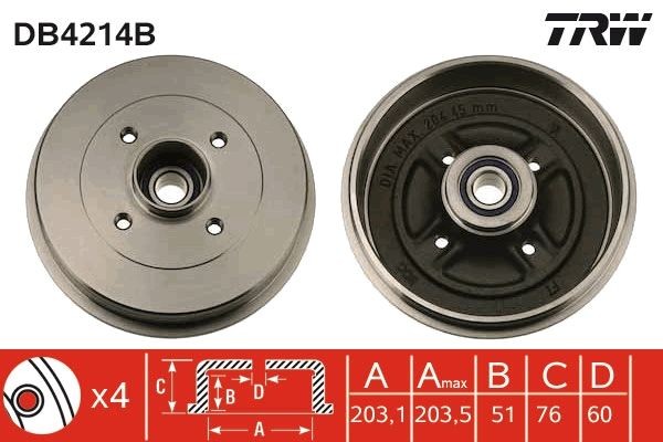 Image of TRW DB4214B Brake drum