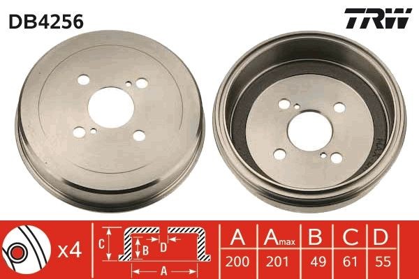 Image of TRW DB4256 Brake drum