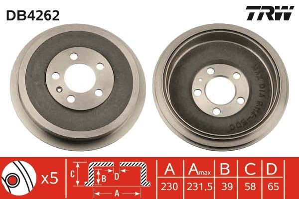 Image of TRW DB4262 Brake drum
