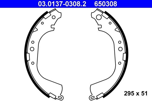 Image of ATE 03.0137-0308.2 Brake Shoe Set