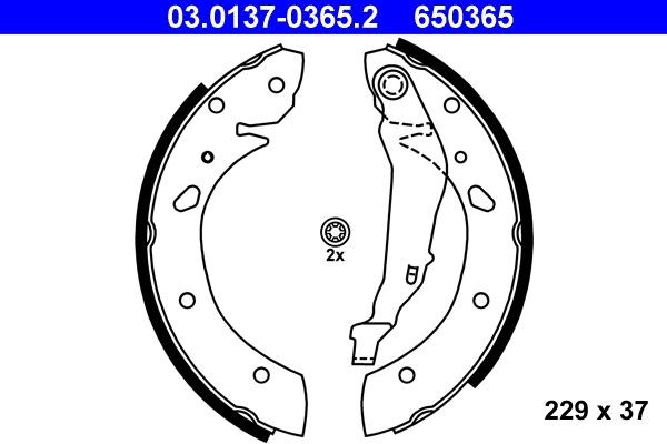 Image of ATE 03.0137-0365.2 Brake Shoe Set