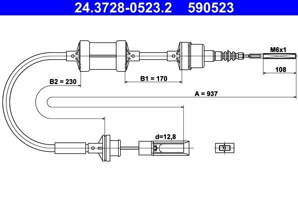 Image of ATE 24.3728-0523.2 Clutch Cable